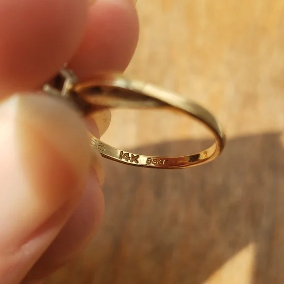 FREE SHIPPING Vintage 14k gold Real Diamonds π ring bundle set of 2 - Picture 3 of 10